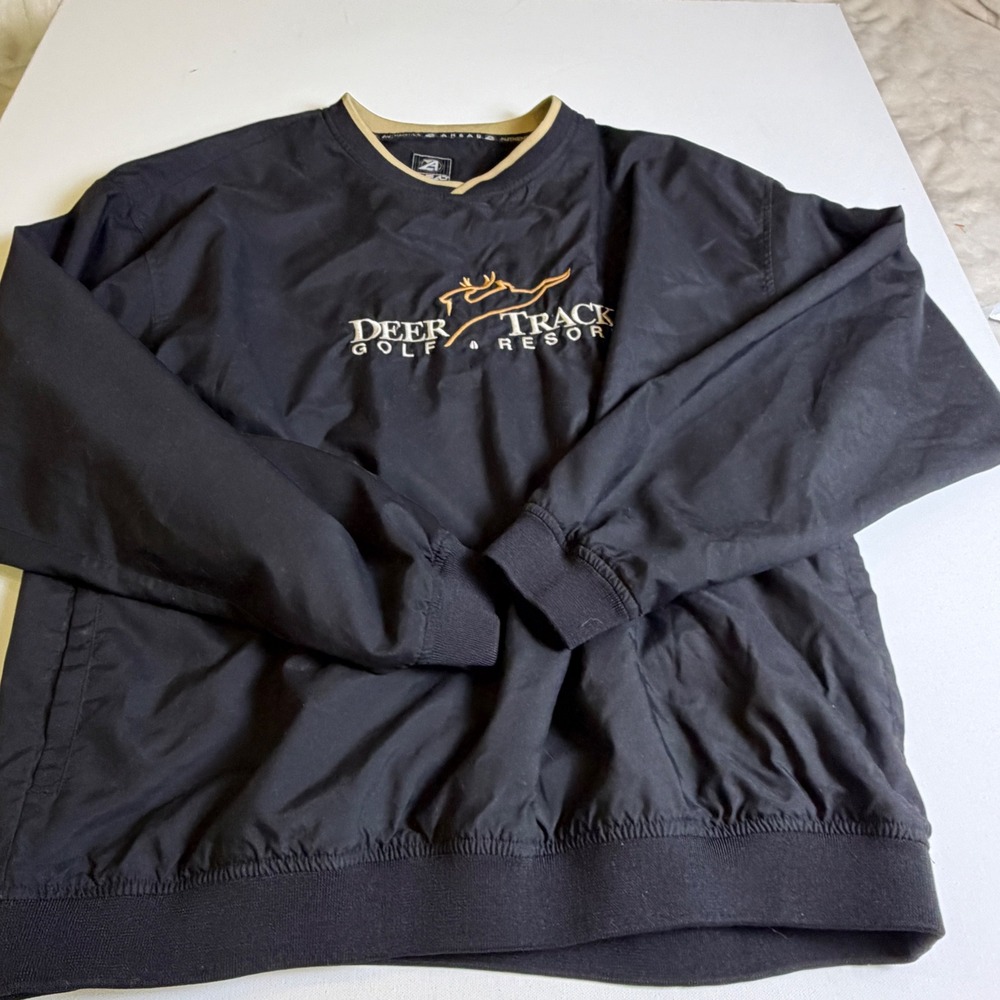 Ahead Authentics Mens Deer Track Golf Resort Windshirt Black XL Pullover